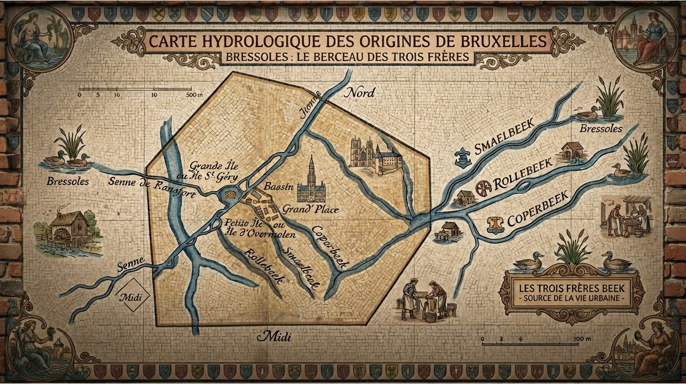 Les trois ruisseaux freres devalant vers la Senne