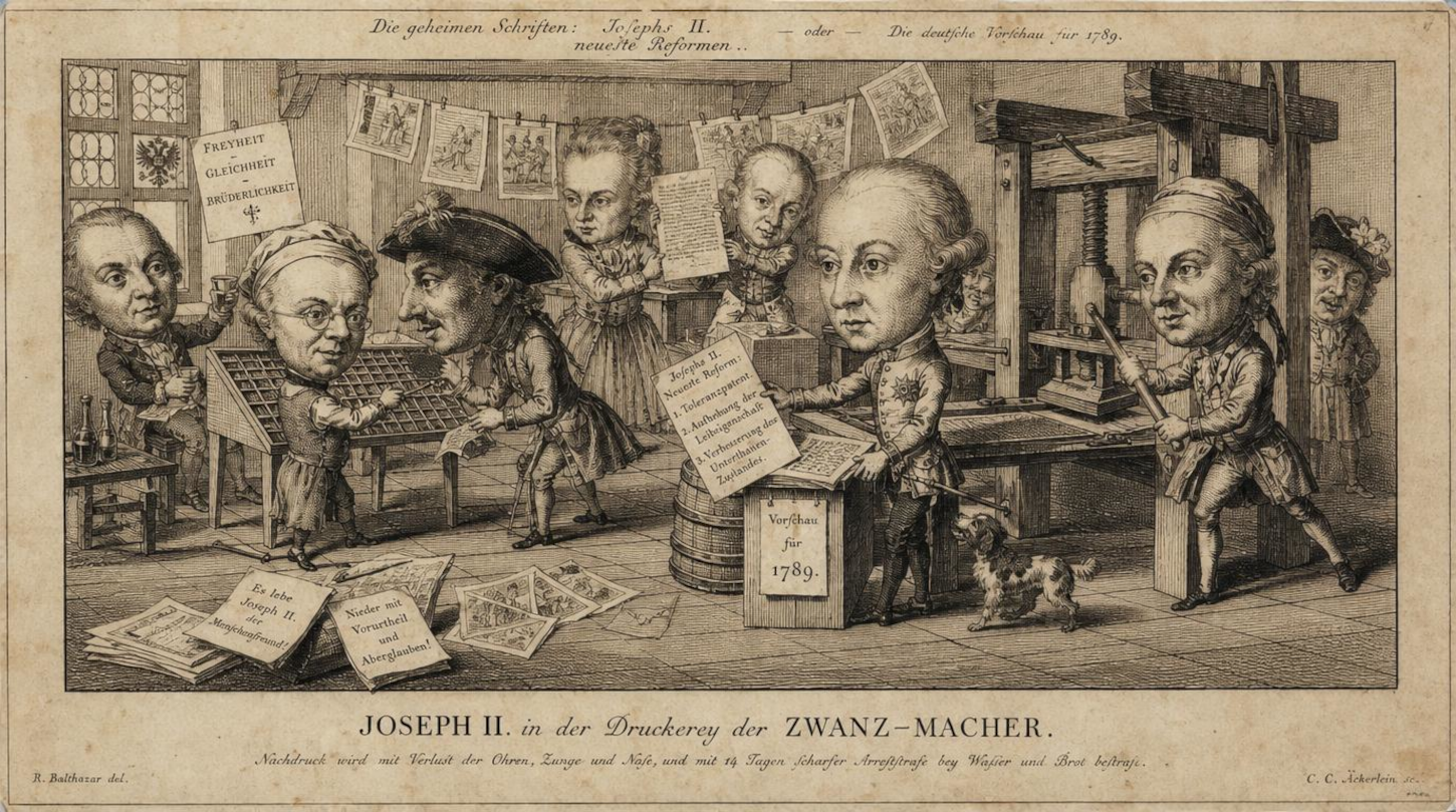 1789, l'empereur Joseph II - imprimerie clandestine